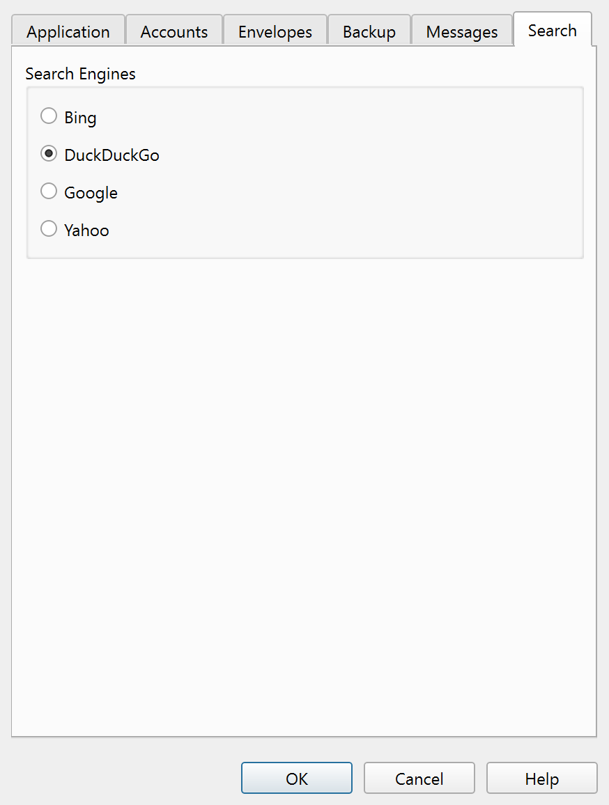 Settings — Search